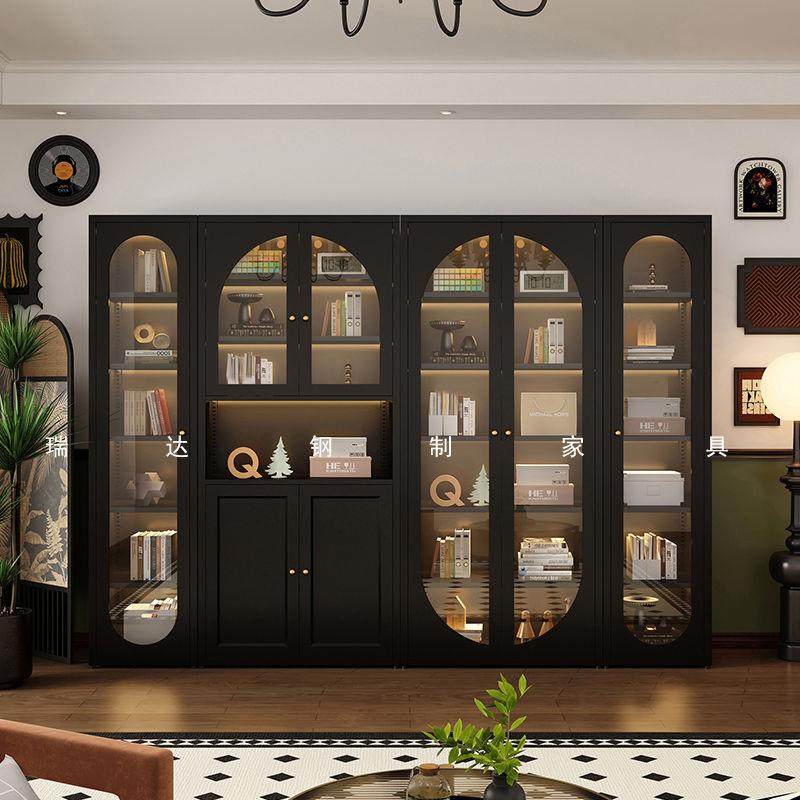 法式复古钢制书柜带玻璃门家用客厅整墙组合柜落铁艺地书架展示柜,橡塑材料及制品,亚克力管/有机玻璃管,淘宝优惠券,粉丝福利购,淘宝优惠卷