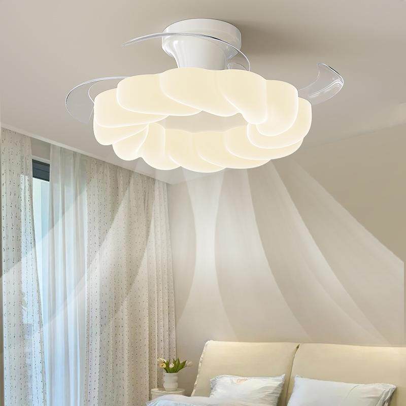 风扇灯客厅灯隐形2025新款奶油风吊球卧室灯隐形静音餐厅吊扇灯