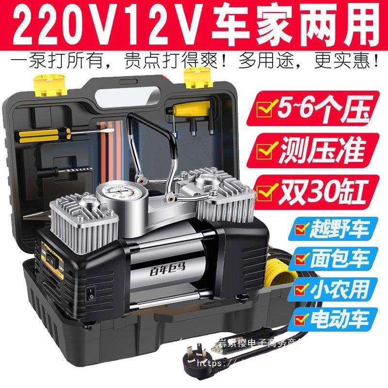 车家两用充气泵12v220v小车越野车冲气泵自动打气多功能加气泵