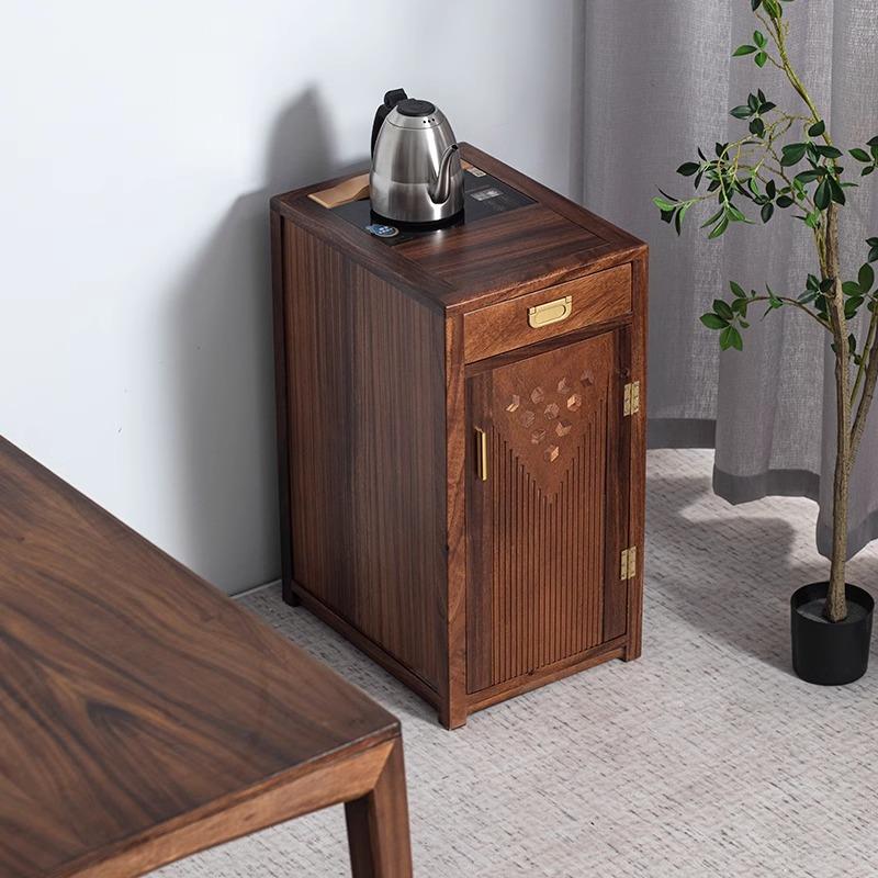 胡桃木移动茶台茶吧机沙发边几单炉小茶水柜烧水壶一体茶桌侧边柜