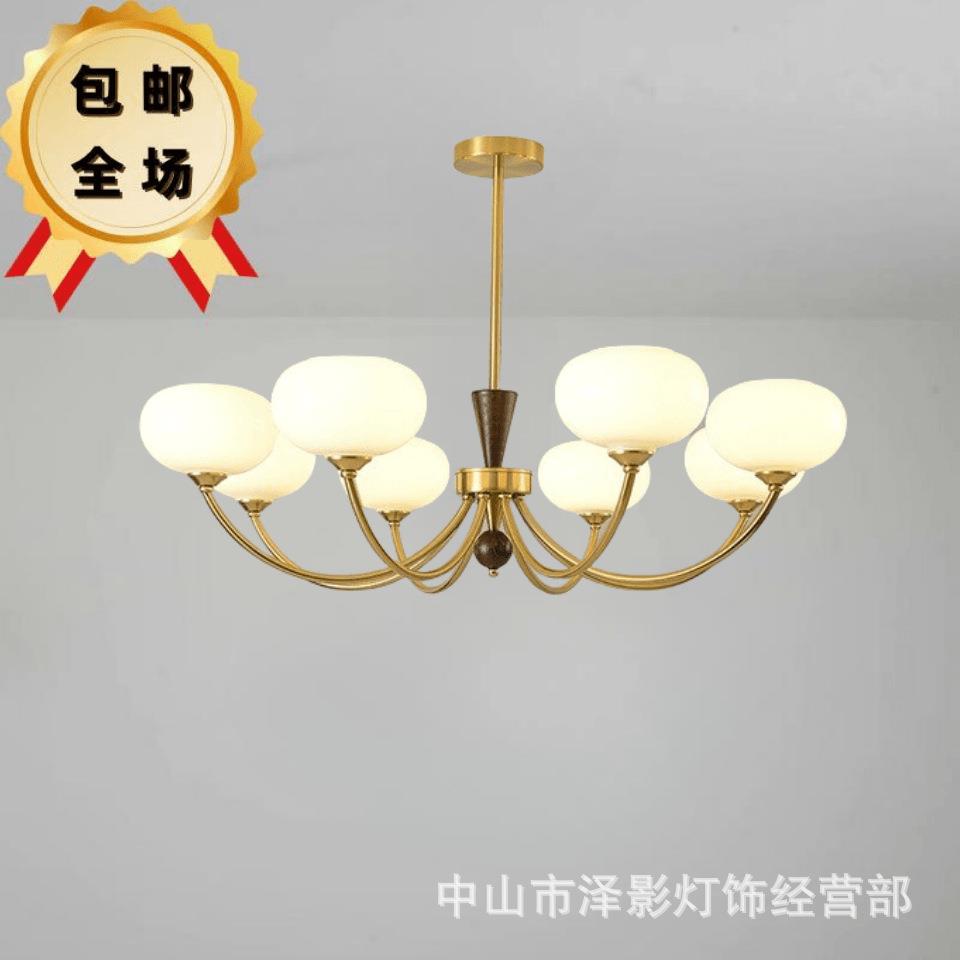 美式客厅吊灯田园乡村复古简约实木餐厅灯中古风中式主卧室书房灯