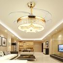 卓迩隐形吊扇风扇灯餐厅客厅卧室豪华装 饰家居吊扇led水晶风扇灯