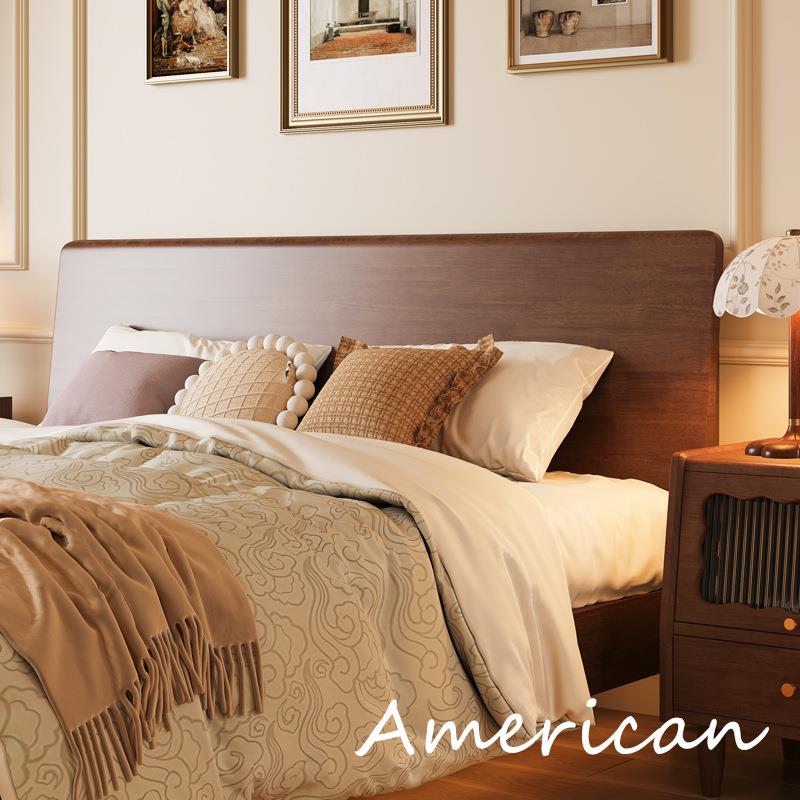 美式复古实木床简约现代小户型1米5单人经济1.8双人床架工厂直销