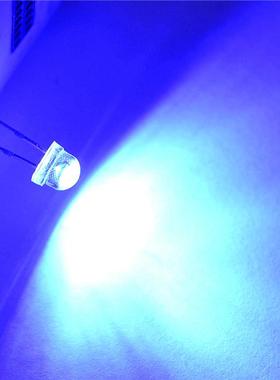 高亮LED直插发光二极管F5MM草帽蓝MCD800-1000长脚 F5白发蓝光