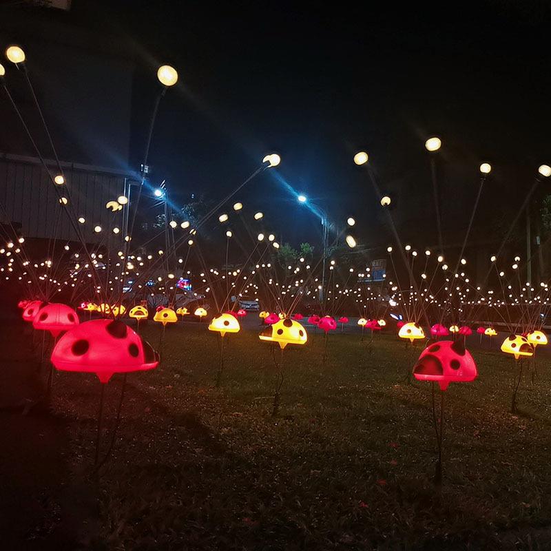 互动户外草坪公园仿生美陈网红亮化LED动态自动摇摆萤火虫装饰灯