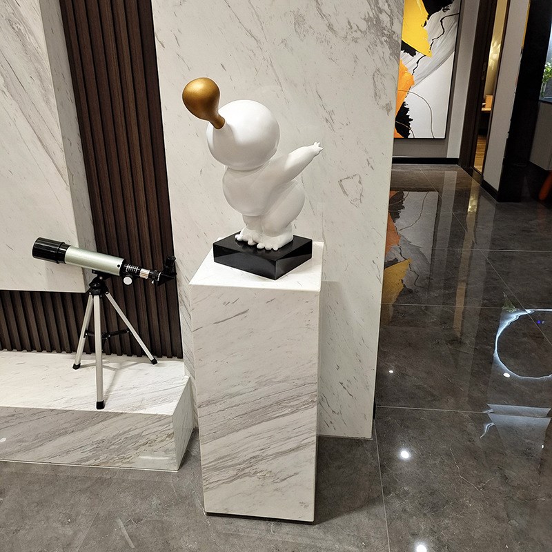 现代客厅大理石底座落地基座酒店玄关艺术品石立柱雕塑展示台摆台