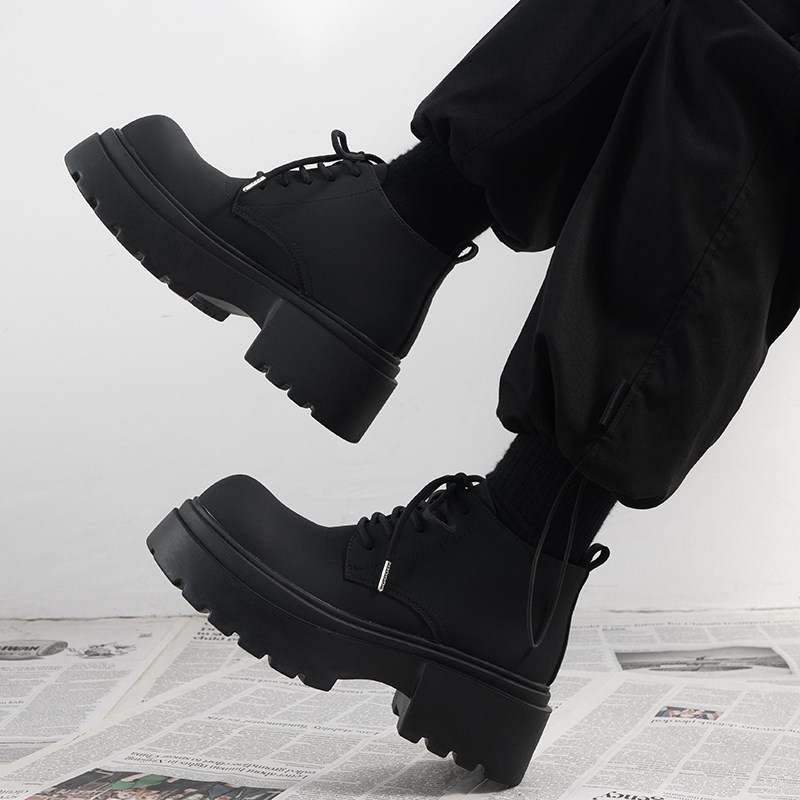 德比马丁靴男款2025新款短靴厚底增高中帮皮鞋英伦风皮靴子潮