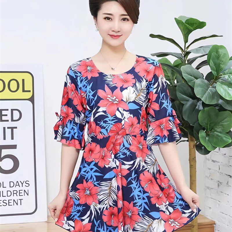 妈妈款泳衣女分体保守遮肚显瘦裙式连体中老年大码泡温泉款游泳装