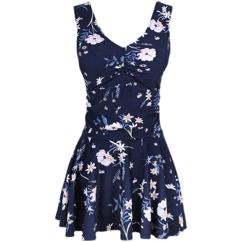 泳衣女士妈妈款中老年分体平角遮肚显瘦加肥温泉大码游泳装