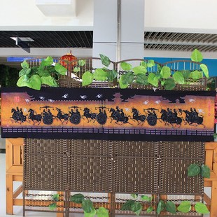 苗族蜡染画车骑出巡民族特色工艺品餐厅客栈酒吧茶室装饰纯棉挂画