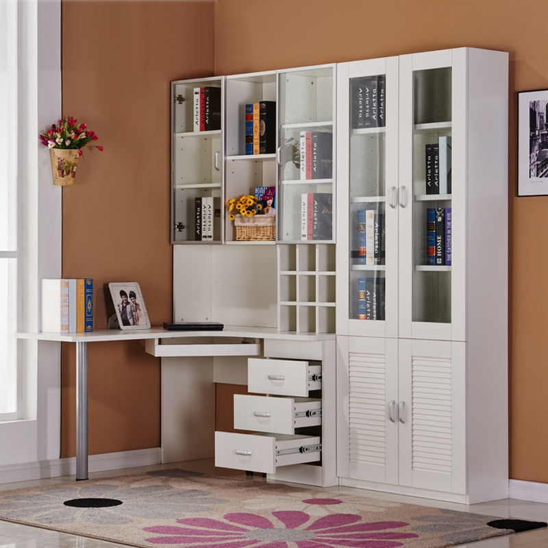 暧逸转角电脑书桌书柜组合转角书房台式现代简约家用写字台书桌S3