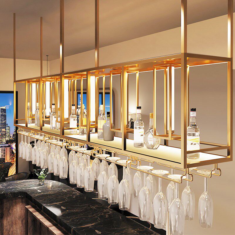 吧台酒架吊柜悬挂装饰架倒挂式红酒杯架悬空酒水架餐厅吊挂展示架