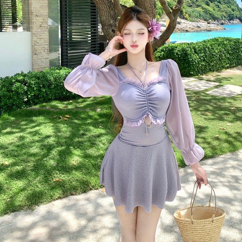 新款连体大码泳衣女高级感绝美女士保守显瘦遮肚温泉度假聚拢海边