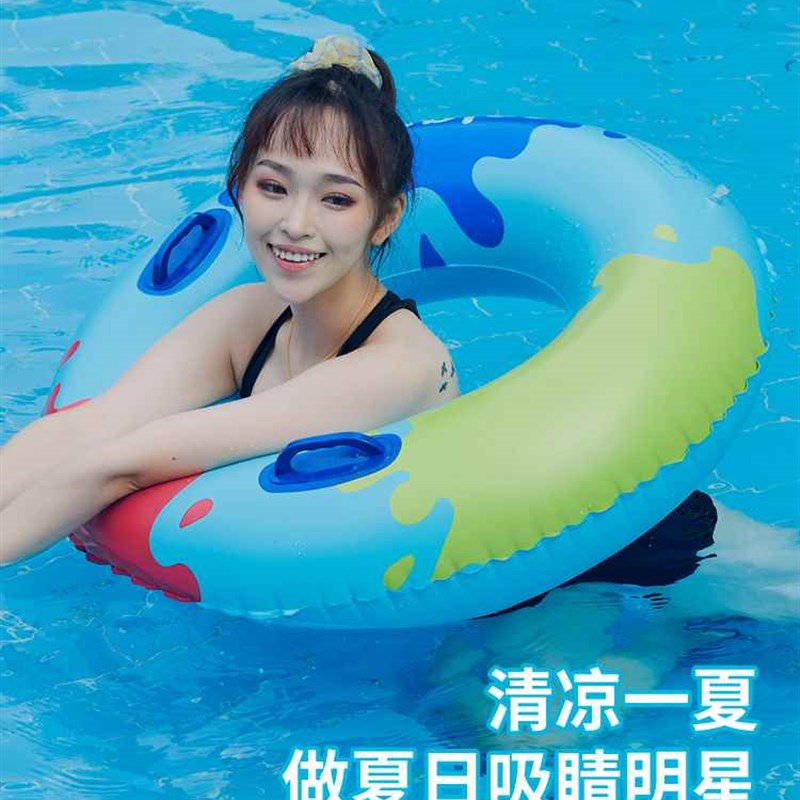 游泳圈成人加厚防侧翻男女充气网红浮圈儿童泳圈大人成年游泳装备