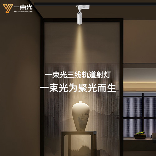 一束光聚光射灯三线轨道灯明装客厅茶室艺术饰品博物馆氛围餐饮灯