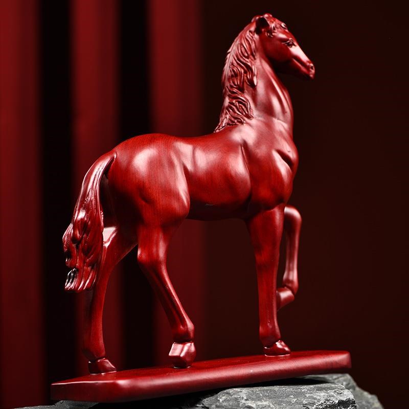 木雕摆件马实木质雕刻动物生肖中式家居客书桌厅办公工艺红木礼品