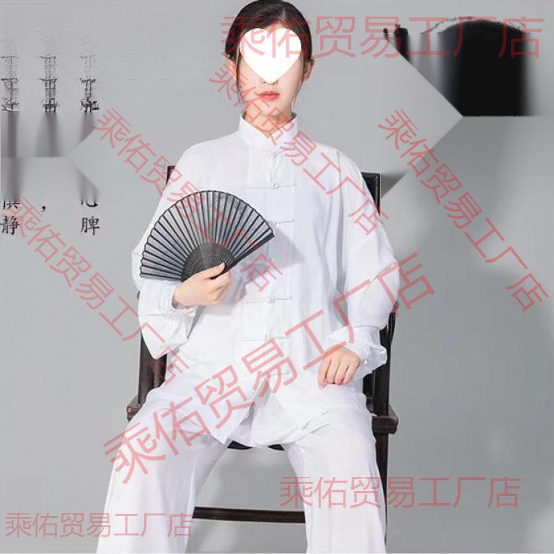 老人晨练服练功服男秋冬女透气太极服夏服棉绸表演服棉质太极拳服