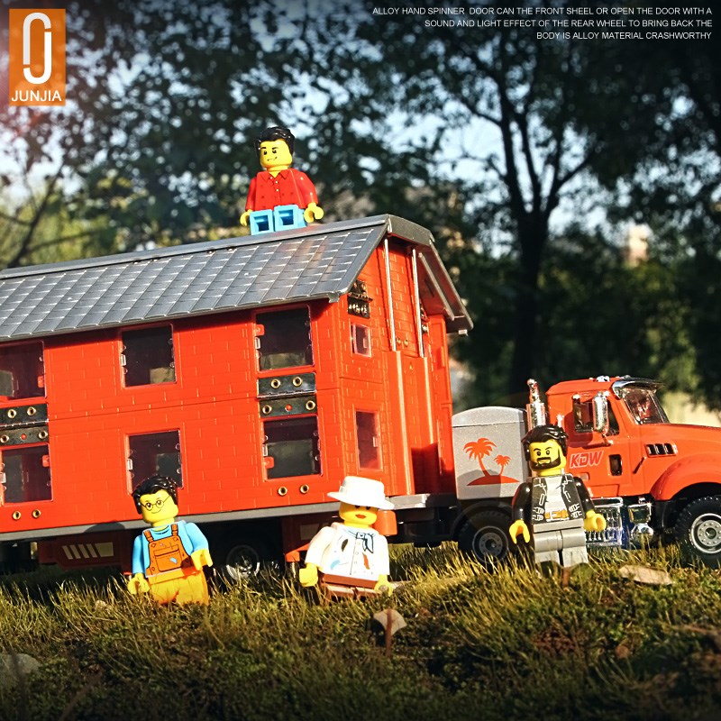 双层开门合金变形房车玩具车男孩大号儿童小汽车模型露营货车益智