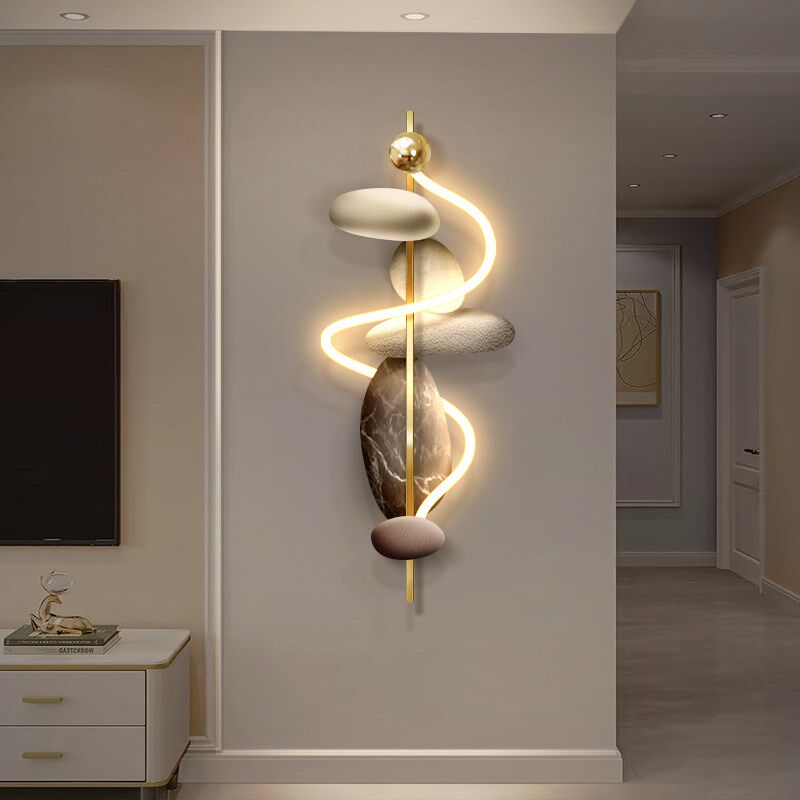 石来运转客厅格栅装饰挂件画电视背景墙高级感壁灯画卧室床头挂画