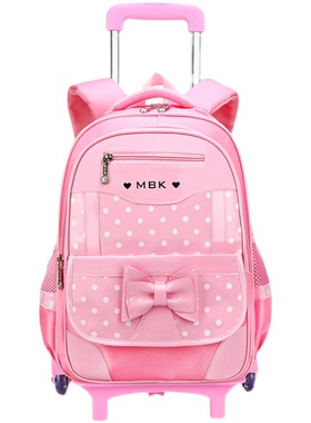 PU儿童拉杆书包女孩小学生公主1-3-6年级大容量六轮爬楼防水