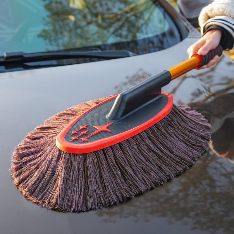 汽车除尘掸子棉线蜡拖扁形擦车伸缩拖把洗车蜡拖刷清洁工具用品