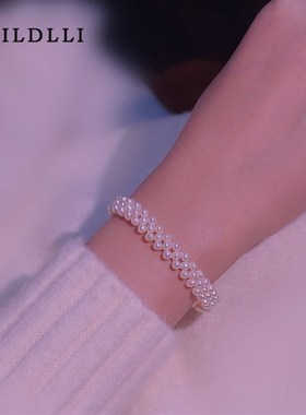 天然淡水珍珠手链ins小众设计14K包金女学生送闺蜜礼物百搭高级感