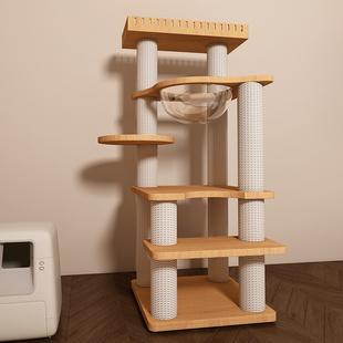 全实木猫爬架猫窝猫树一体猫架猫抓树小型不占地太空舱猫玩具定制