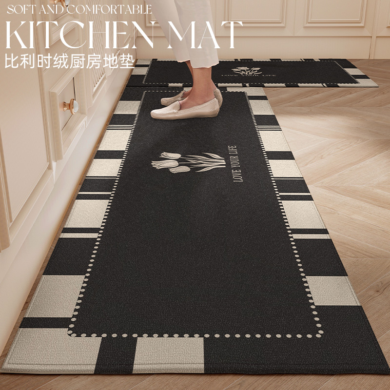 简约现代厨房地垫家用防尘防污防油防滑耐脏脚垫长条定制环保地毯