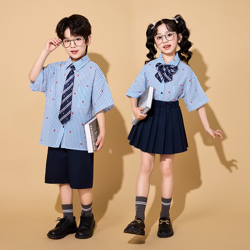 小学生校服班服衬衫幼儿园园服六一儿童节表演服夏季学院风套装潮