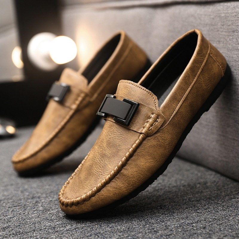 男士乐福豆豆鞋英伦风男鞋软底皮面男厚底夏季精神小伙正装商务鞋