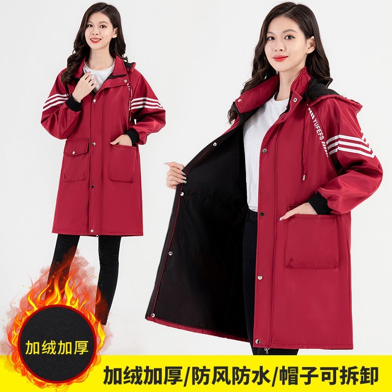 女士罩衣冬天加绒加厚加长家居可外穿成人个性时尚棉服厂家女护衣