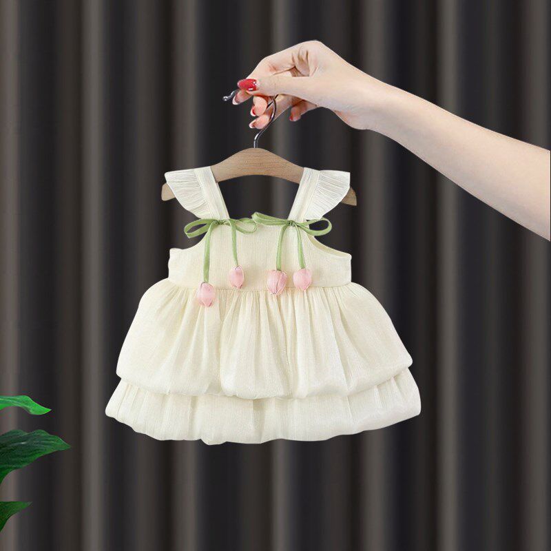 周岁女宝礼服女童夏季连衣裙郁金香生日吊带裙婴儿夏X天甜美公主