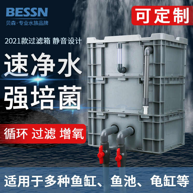 周转箱过滤箱鱼g缸过滤器滴流盒上置过滤盒外置鱼池水循环系统 di