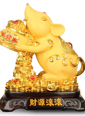 老鼠摆件财源滚滚招财十二生肖鼠创意客J厅电视柜办公室酒柜装饰