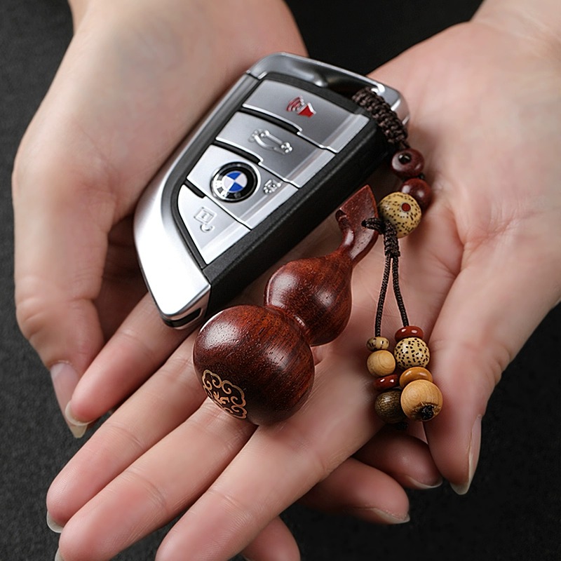 黑檀木小葫芦汽车钥匙扣挂件十二生肖男女手机O挂绳吊坠挂饰绳手