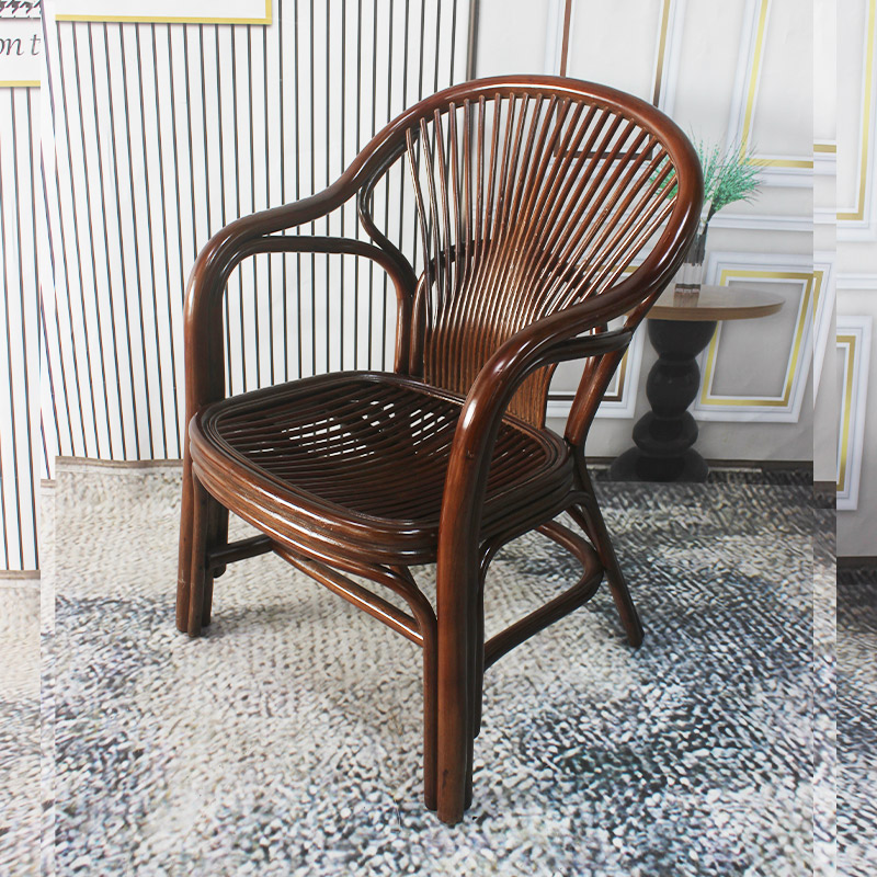 天然藤编休闲椅家用阳台椅老人扶手椅真藤靠N背椅户外庭院椅茶桌