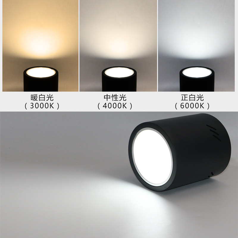 明装筒灯4寸5寸6寸8寸 ledz吸顶桶灯格栅圆形灯罩洗车行理发店吊