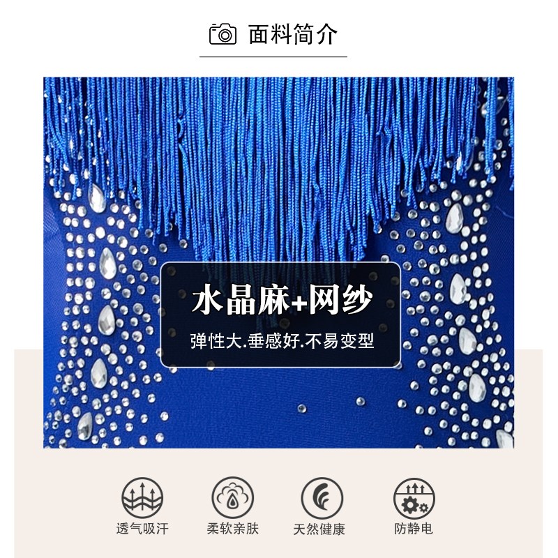 拉丁舞裙女新款国标舞恰恰x舞比赛连衣裙团体花服流苏裙表演服