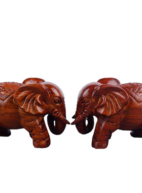 花梨木雕大象摆件实木家居客厅电视柜装饰品招财木W质雕刻工艺品