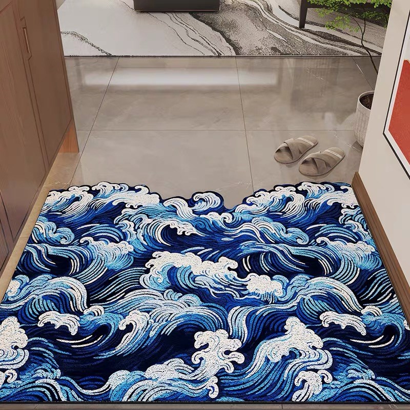 中式浪漫顺风顺水入户门丝圈地垫玄关脚垫刮M泥蹭土防滑地垫可裁