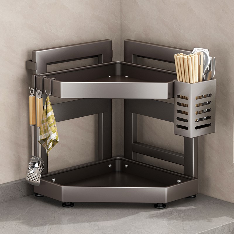 枪灰厨房转角多功能n调料架台面多层三角架瓶罐调味品置物收纳架