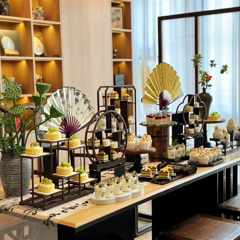 中秋中式端午摆台茶歇甜品台展示架婚H宴寿宴开业国风摆台蛋糕架