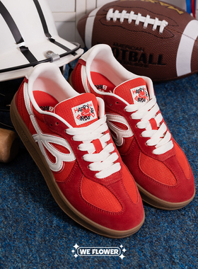 We Flower小花鞋2025红色德训鞋女男同款百搭运动休闲鞋板鞋