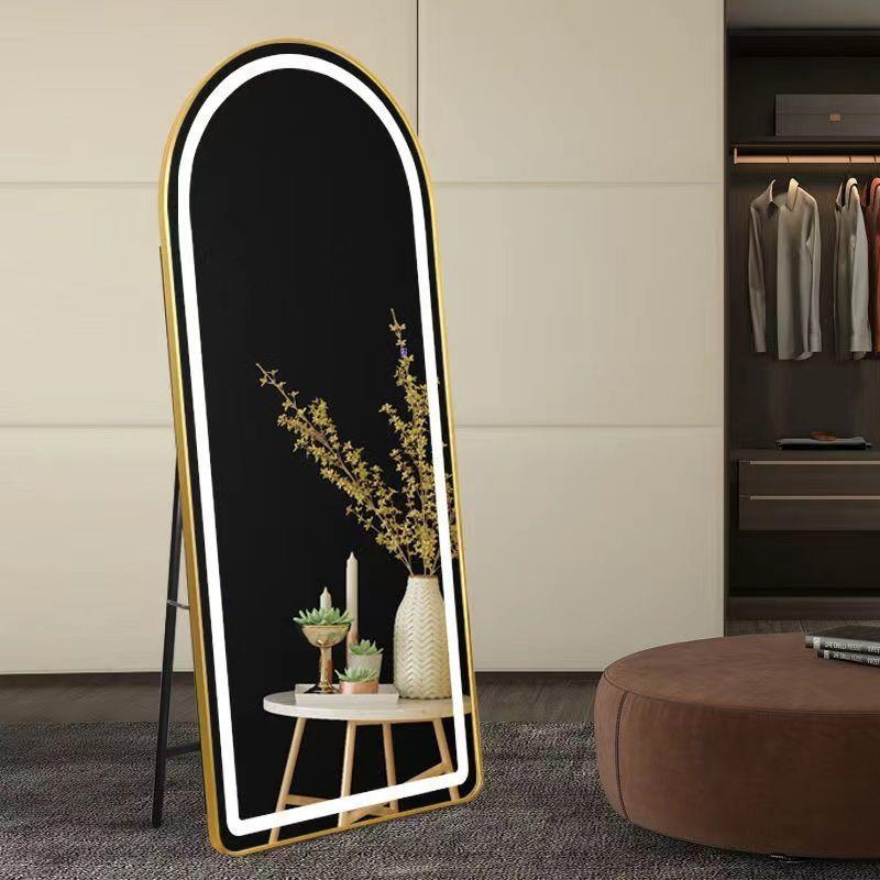 #地穿衣镜子LED智能穿衣镜带灯可挂墙免安装落地镜服装店美发店