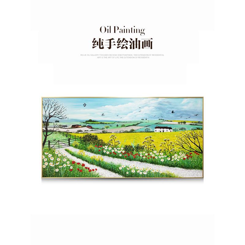 瑞杰 手绘油画《春意盎然》美式田园餐厅风景画 客厅沙发墙装饰画