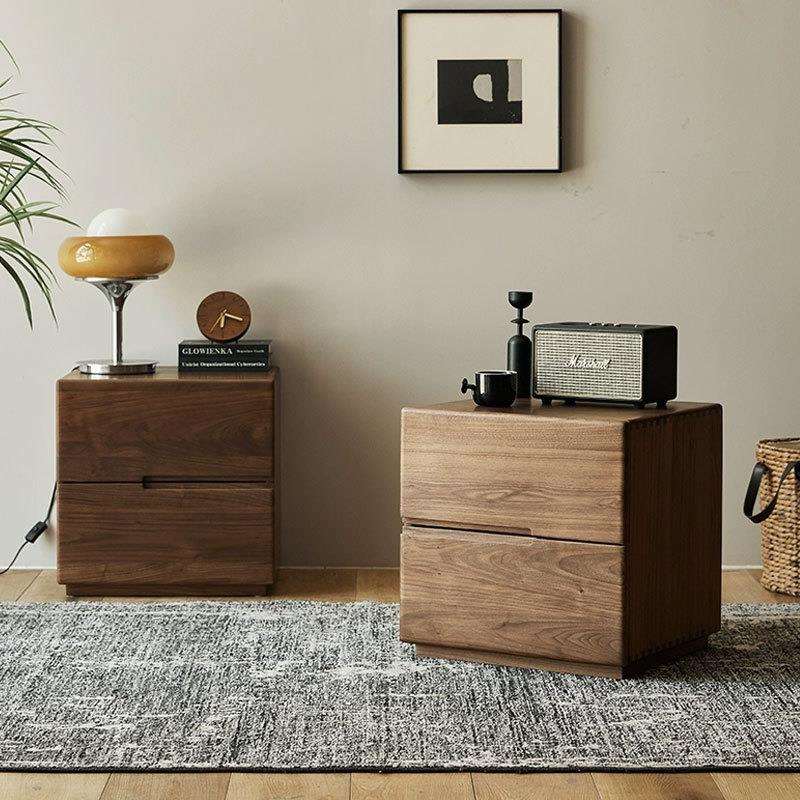 北美黑胡桃木全实木床头柜暗格床头柜现代简约卧室储物收纳床头柜