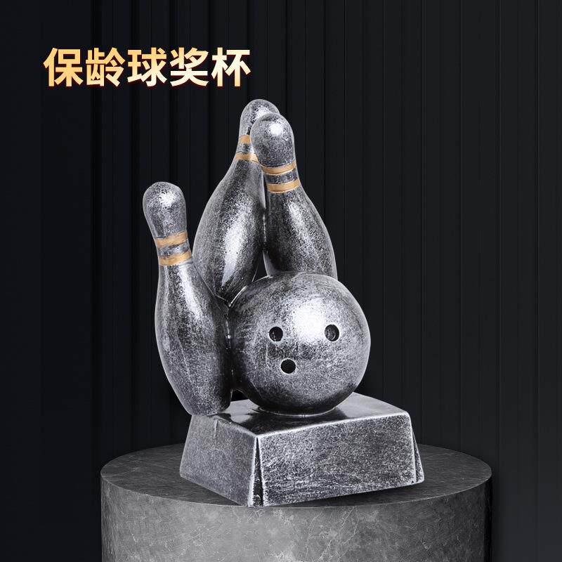 亚马逊热卖树脂工艺品保龄球奖杯简约现代保龄球奖杯客厅装饰摆件