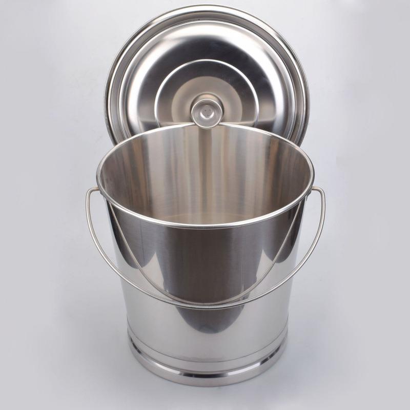 不锈钢水桶家用幼儿园带盖手提式圆水桶厨房餐厅大容量特厚提桶