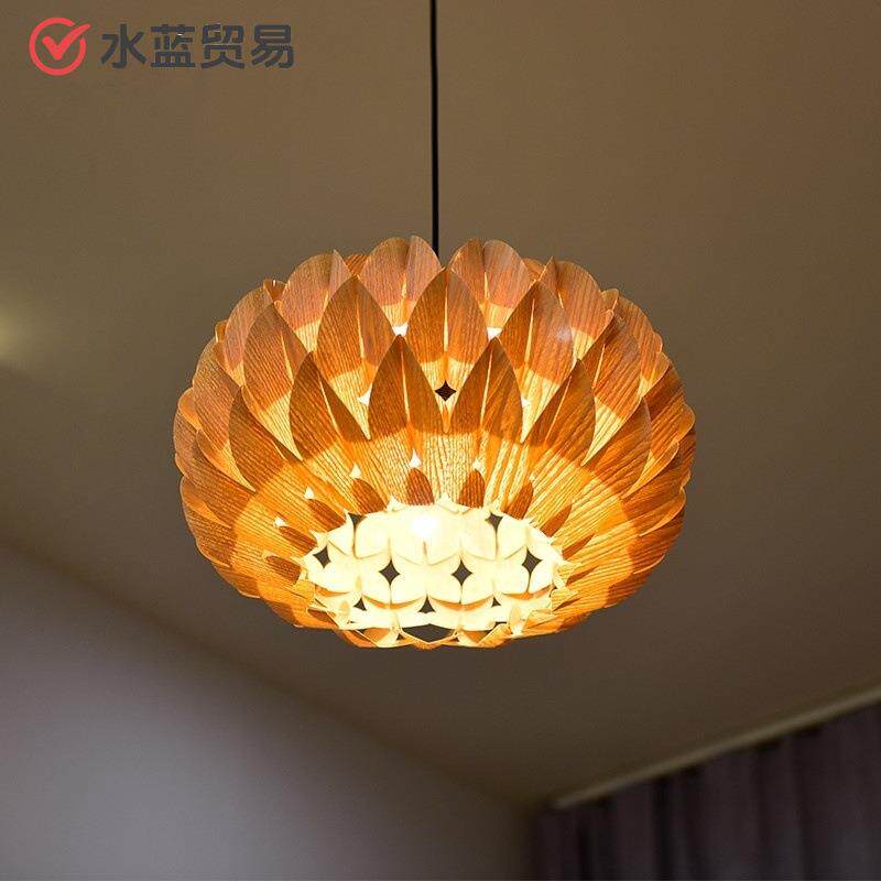 东南亚餐厅灯具实木榻榻米料理店火锅木艺吊灯卧室泰式木皮吊灯