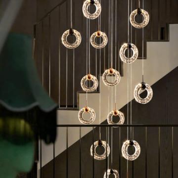 现代简约楼梯吊灯长吊灯loft吊灯复式楼大灯公寓灯别墅客厅大吊灯